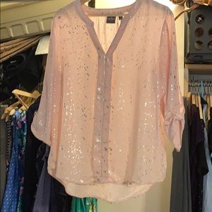 Pink Blouse SOHO New York &Co with Silver splatter